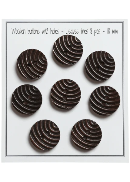 Go Handmade Wooden Buttons Leaves Lines (8 pcs)