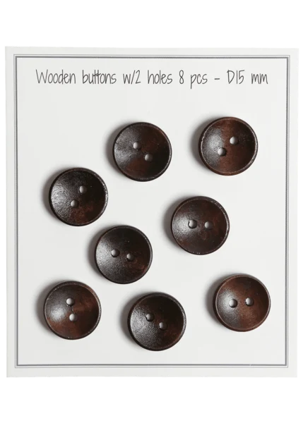 Go Handmade Deep Wooden Buttons, Dark: 15 mm