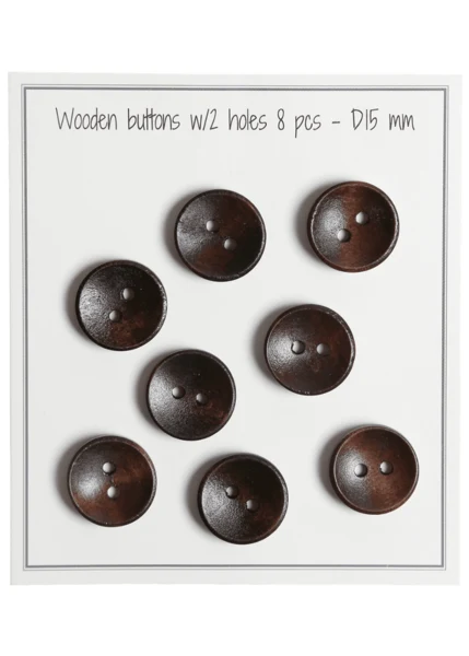 Go Handmade Deep Wooden Buttons, Dark (8 pcs) 15 mm