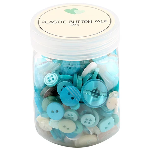 Go Handmade Mix Buttons, Plastic - TURQOISE 100 G