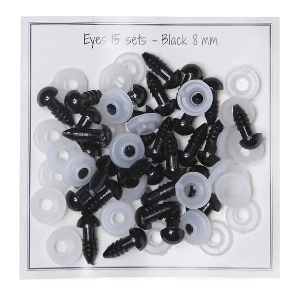 Go Handmade Safety Eyes Black 8 mm (15 pairs)