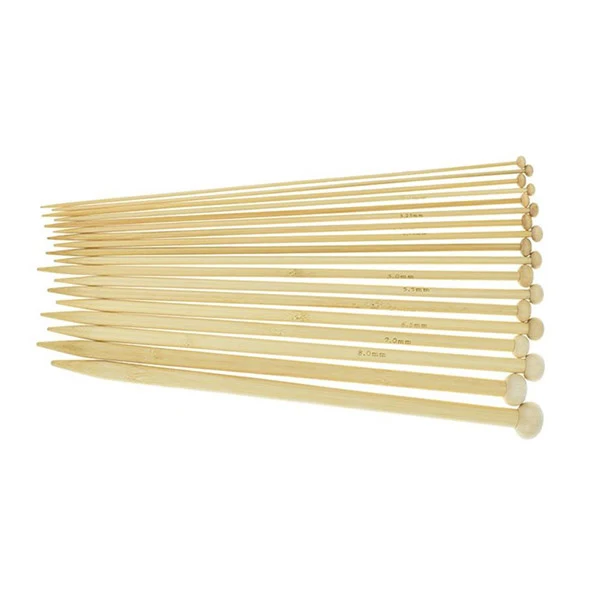 Single Pointed Needle Set, Light bamboo, 2-10 mm, 18 size, 35 cm