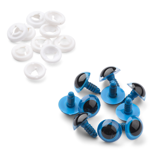 HobbyArts Teddy Bear Eyes with Lock, Blue, 5 Pairs