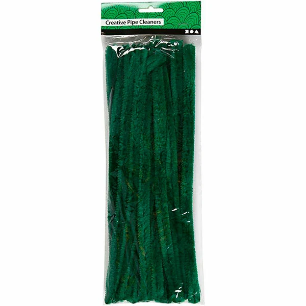 Chenille, 15mm, 30cm, 15stk Mørk grøn