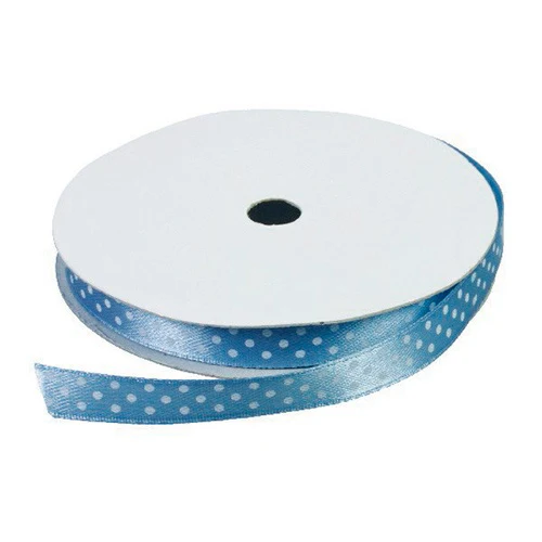 Satin Ribbon Light blue w/dots 9 mm, 9 m