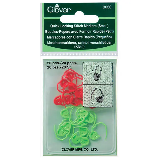 Clover Quick Locking stitch markers Small (Green/Red)
