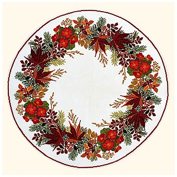 Embroidery kit Begonia Red rim