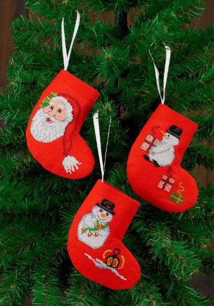 Embroidery kit Christmas stockings Santa Claus, 3 pcs