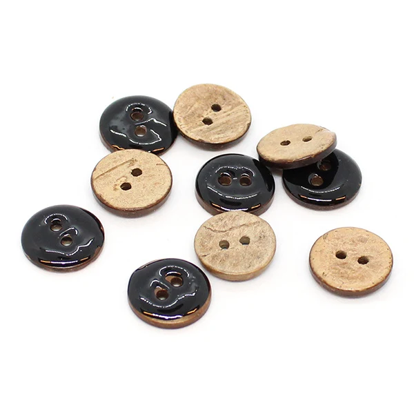 HobbyArts Glazed Coconut buttons Black 15 mm, 10 pcs