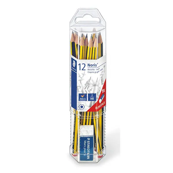 STAEDTLER Noris Pencils & Eraser, 12 + 1 pc