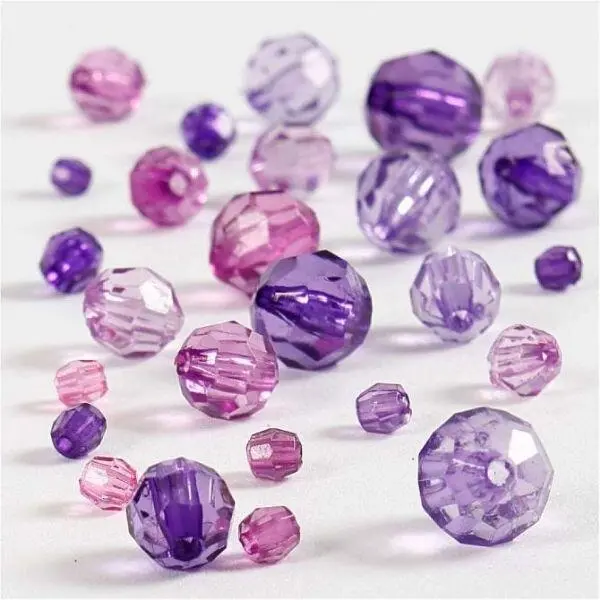 Facetted Bead Mix, 4-12 mm Purple