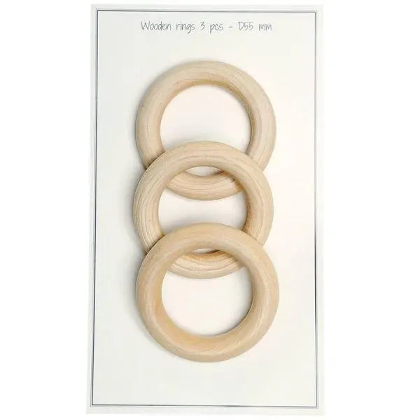 Go Handmade Wooden Rings 55 mm, 3 pcs