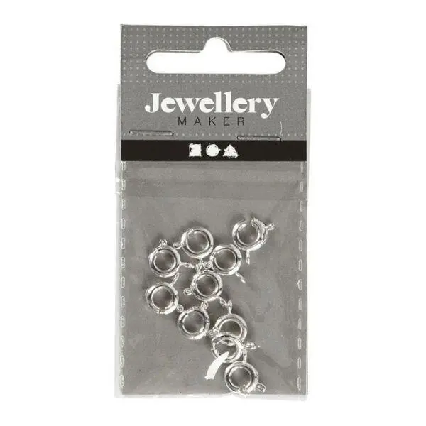 Spring Ring Clasps Silver-plated , 10 pcs