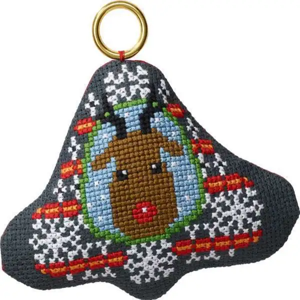 Embroidery kit Christmas pendant Moose in bell
