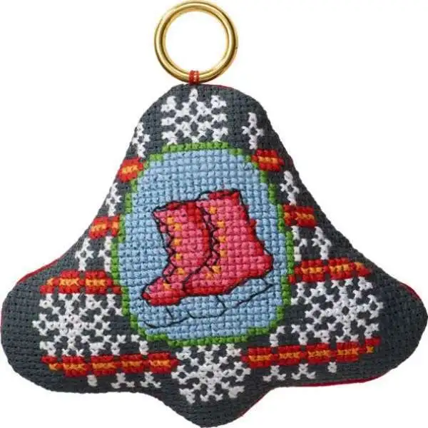 Embroidery kit Christmas hanging skates in bell