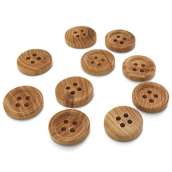 HobbyArts Wood Button, 15 mm, 10 pcs