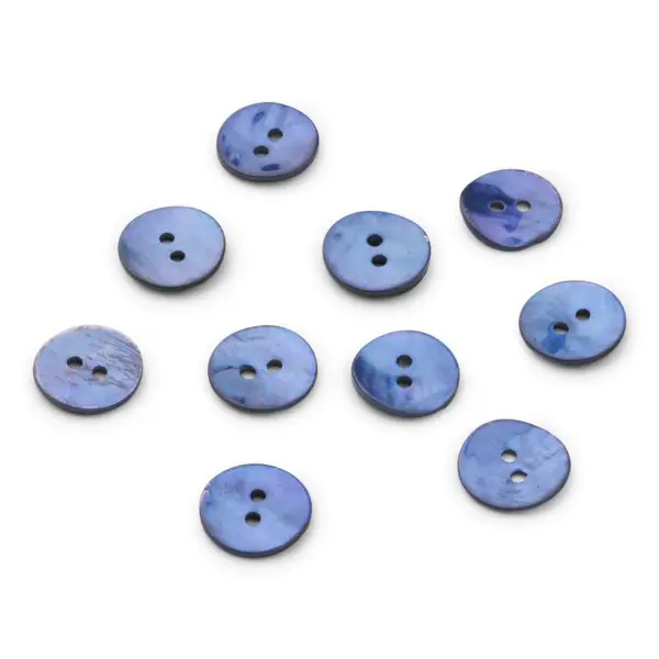 HobbyArts Mother of Pearl Buttons, Blue, 15 mm, 10 pcs