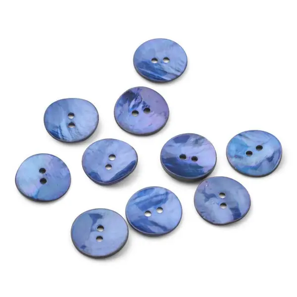 HobbyArts Mother of Pearl Buttons, Blue, 20 mm, 10 pcs
