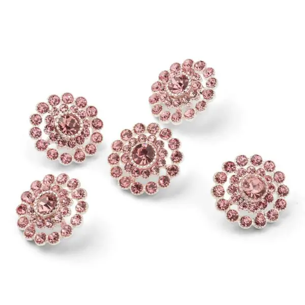 HobbyArts Rhinestone Buttons, Pink, 17 mm, 5 pcs