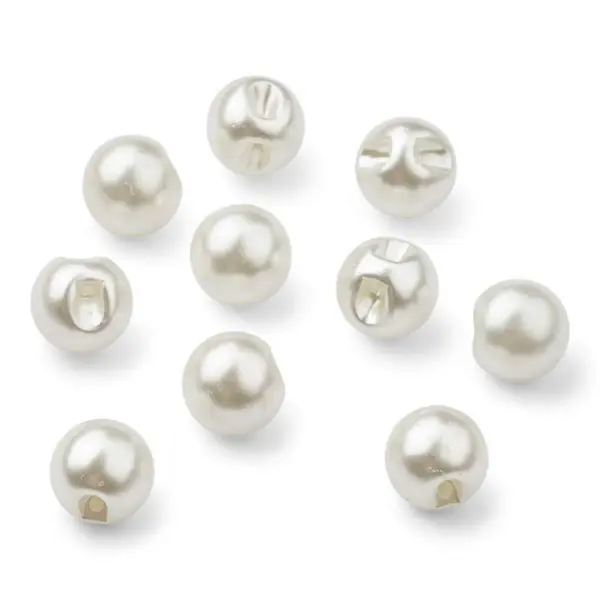 HobbyArts Pearl Buttons, White, 15 mm, 10 pcs