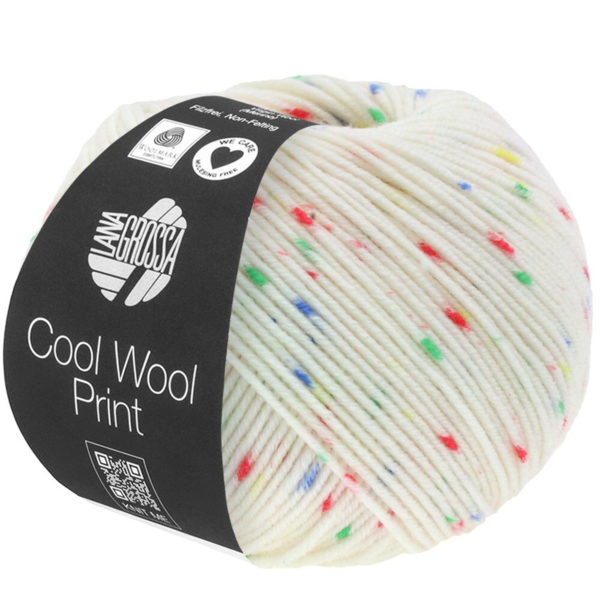 Lana Grossa Cool Wool Print 801 White/Red/Green/Blue/Yellow