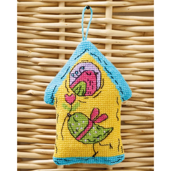 Yellow Birdhouse 7x9cm