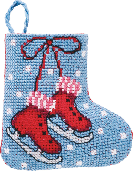 Embroidery Kit Skates Christmas stocking 7 x 8 cm / 2.76 x 3.15 in
