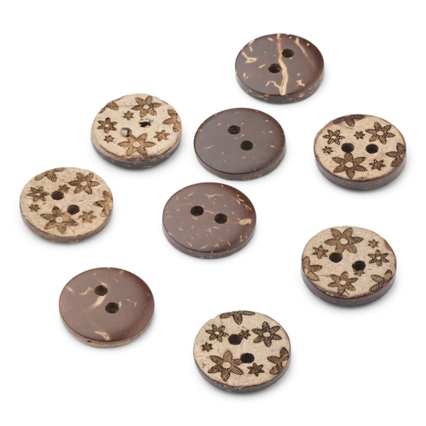 LindeHobby Coconut Buttons, Flower, 10 pcs