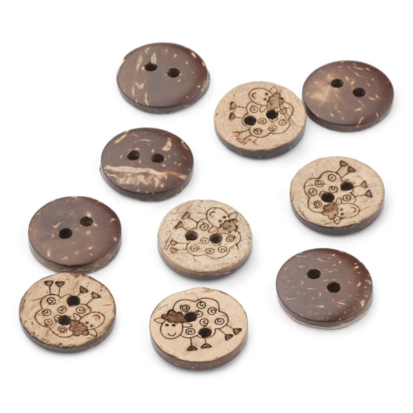 LindeHobby Coconut Buttons, Sheep, 10 pcs
