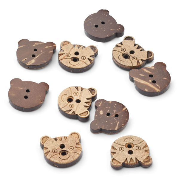 LindeHobby Coconut Buttons, Tiger, 10 pcs