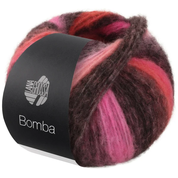 Lana Grossa Bomba 02 Pink/fuchsia/coral/blackberry/grey red/grey pink/dark grey