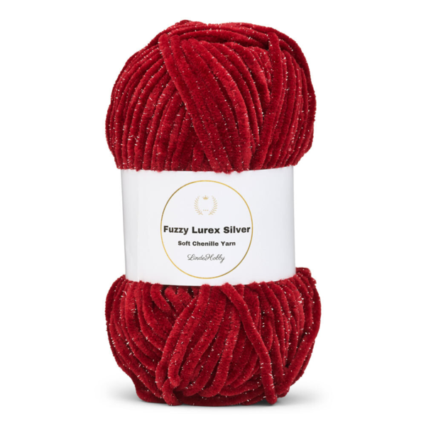 LindeHobby Fuzzy Chenille Silver Lurex 12 Burgundy