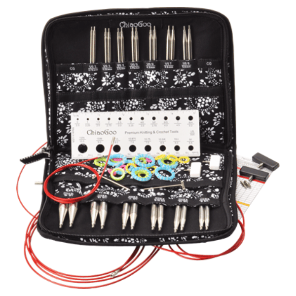 ChiaoGoo Interchangeable Circular Needle Set Twist Red Lace, Complete, 10 cm