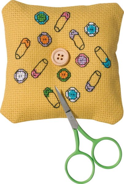Embroidery Kit Pincushion safety pin 11 x 11 cm / 4 x 4 in