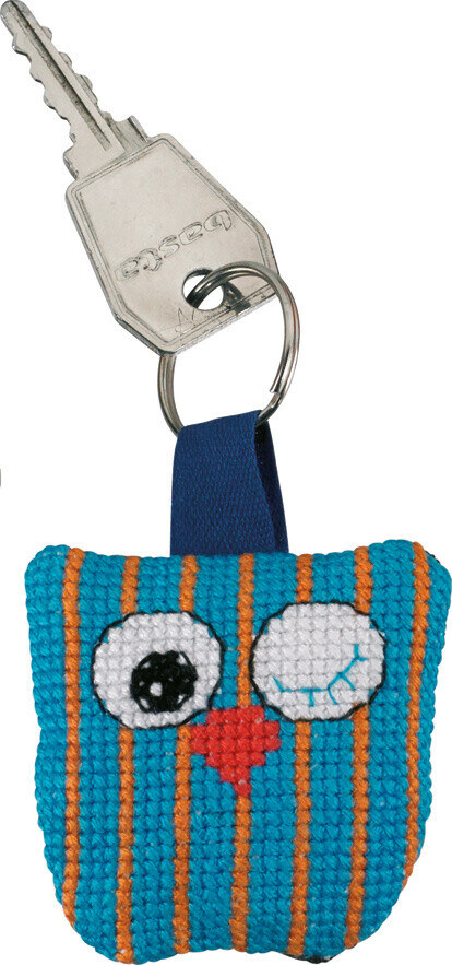 Embroidery Kit Owl with vertical stripes 5 x 5 cm / 2 x 2 in