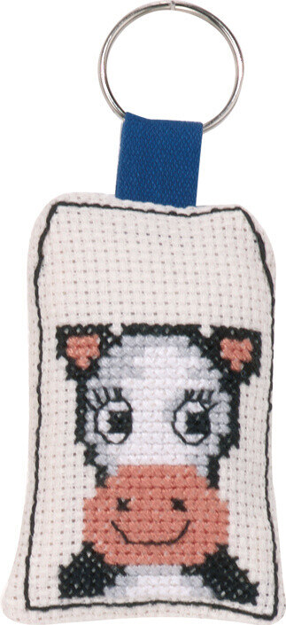 Embroidery Kit Keychain cow 5 x 7 cm / 2 x 3 in