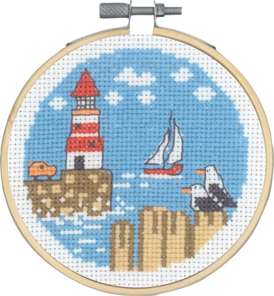 Embroidery Kit Lighthouse/car w/5810/10 10 cm/3.94 in dia.