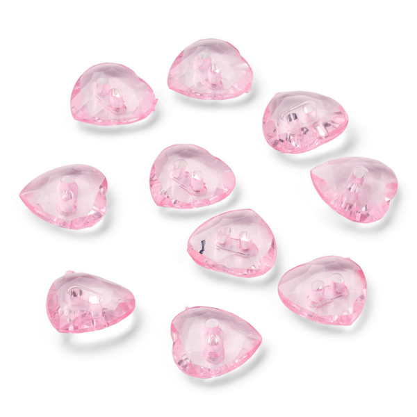 LindeHobby Crystal Buttons, Heart, Baby Pink, 12 mm, 10 pcs