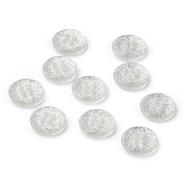 LindeHobby Glitter Buttons, White, 12 mm, 10 pcs