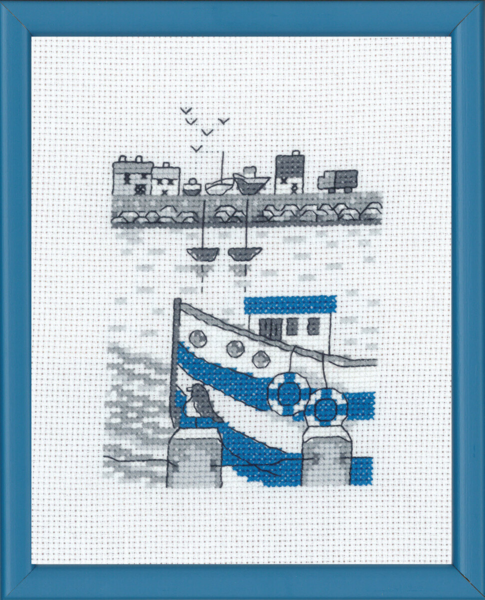Embroidery Kit Fishing Boat R5741 14 x 18 cm / 6 x 7 in