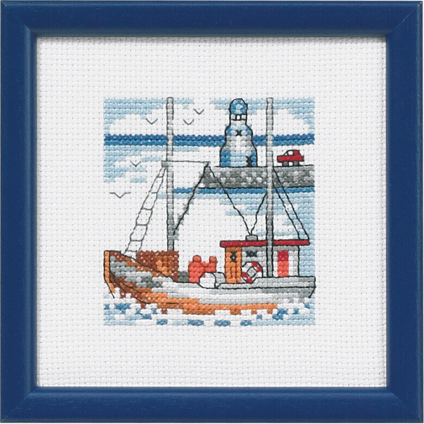 Embroidery Kit Small Blue Lighthouse 12x12 cm / 4.72x4.72 in