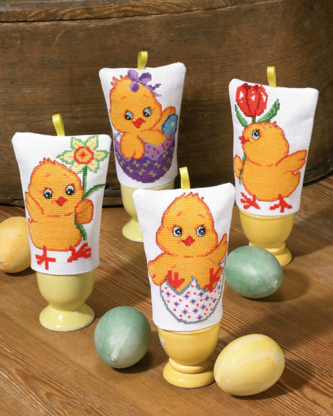 Embroidery Kit Chickens & Eggs 4 pcs 8 x 11 cm / 3.15 x 4.33 in