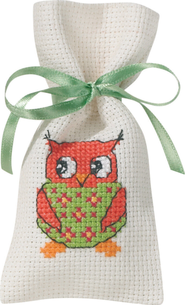 Embroidery Kit Pink Owl 6 x 12 cm / 2.36 x 4.72 in
