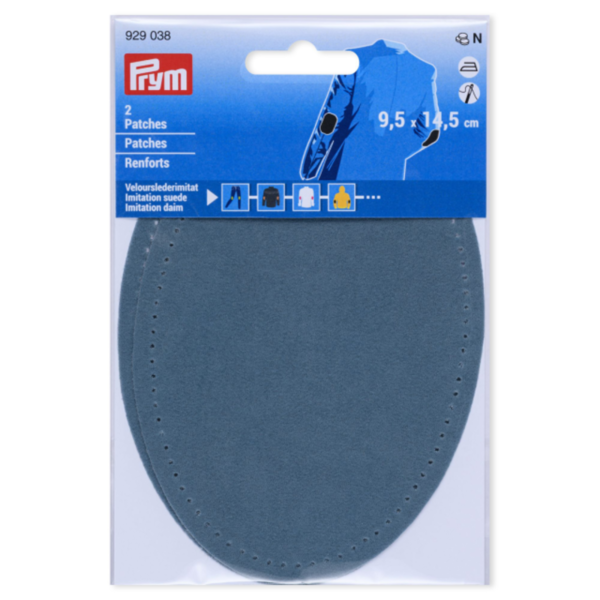 Prym Faux Suede Elbow Patches, 9.5x14.5 cm Denim blue