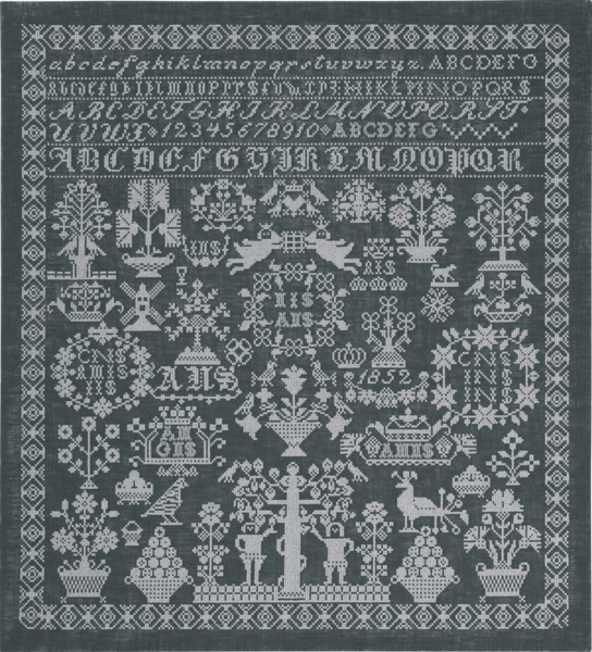 Embroidery Kit Gray sampler 54 x 59 cm / 21 x 23 in