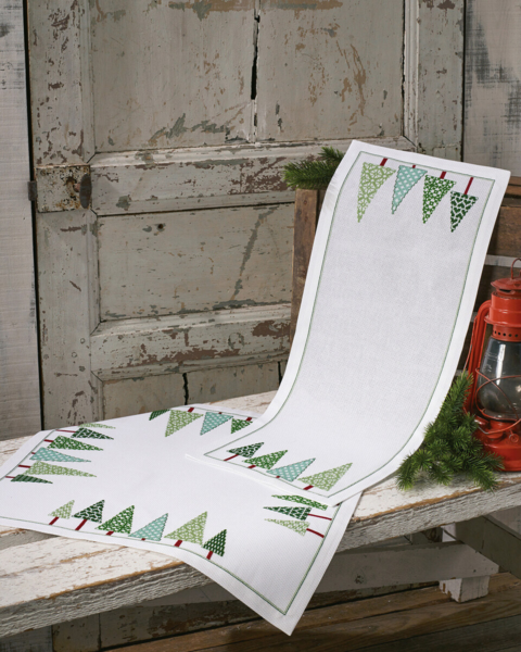Embroidery Kit Row of Christmas trees 28 x 74 cm / 11.02 x 29.13 in