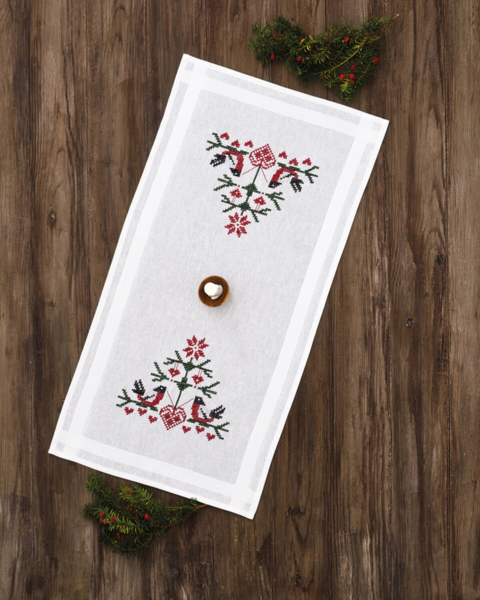 Embroidery Kit Birds with Hearts XXX 40 x 80 cm / 15.75 x 31.50 in