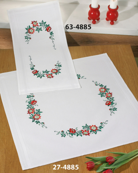 Embroidery Kit Christmas Roses 40 x 80 cm / 16 x 31 in