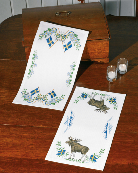 Embroidery Kit Greetings from Sweden Flag 25 x 48 cm / 10 x 19 in