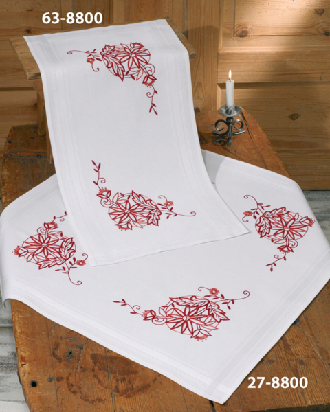 Embroidery Kit Redwork 40 x 80 cm / 15.75 x 31.50 in
